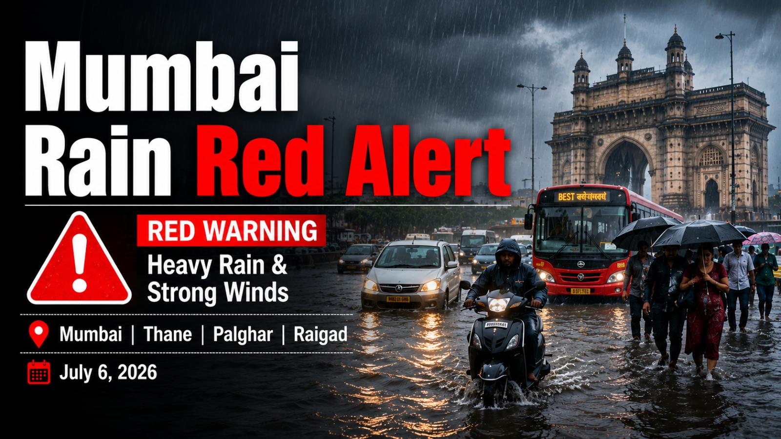 Mumbai Red Alert Today: Heavy Rain, Strong Winds Likely As Monsoon Intensifies