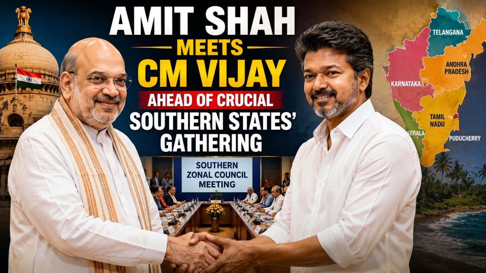 Amit Shah Meets CM Vijay Ahead of Southern Zonal Council Meet