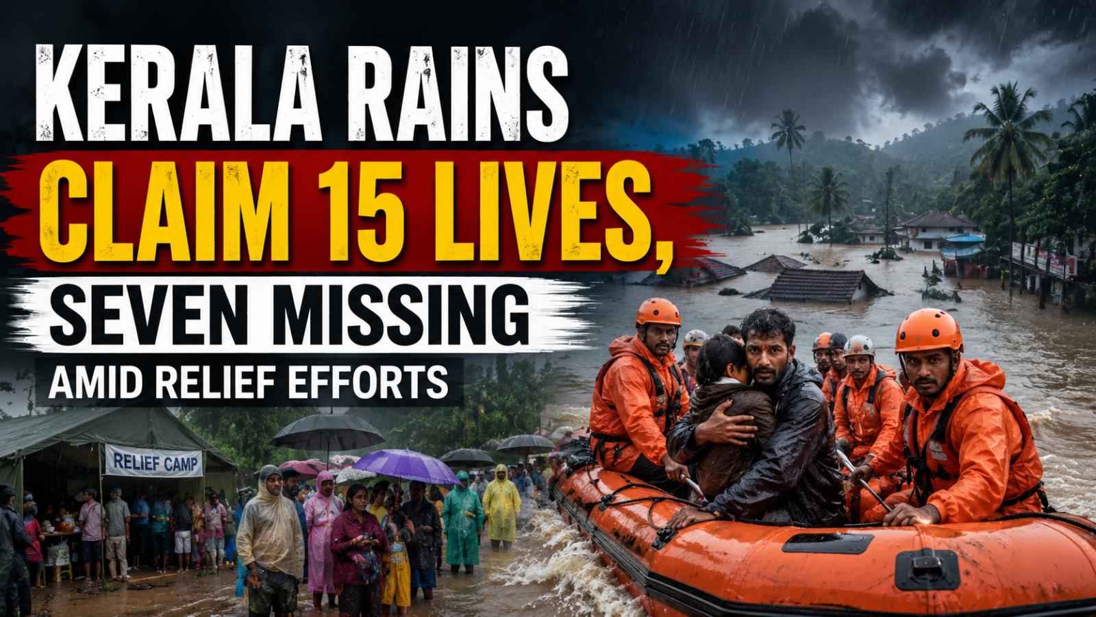 Kerala Rains Claim 15 Lives, Seven Missing Amid Relief Efforts