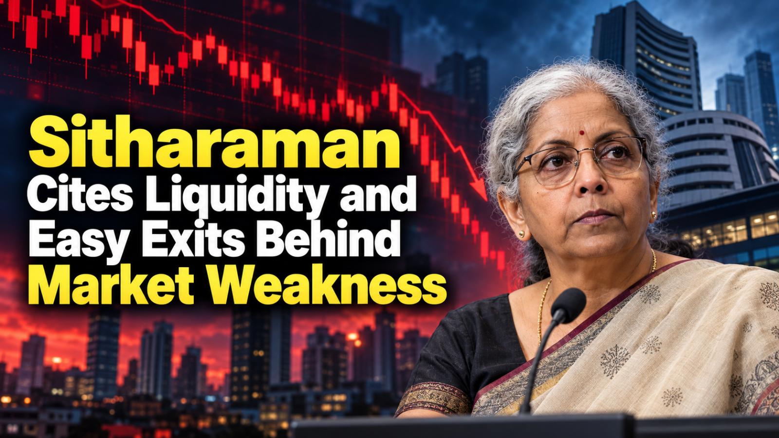 Sitharaman Links Market Weakness to Liquidity and Easy Exits