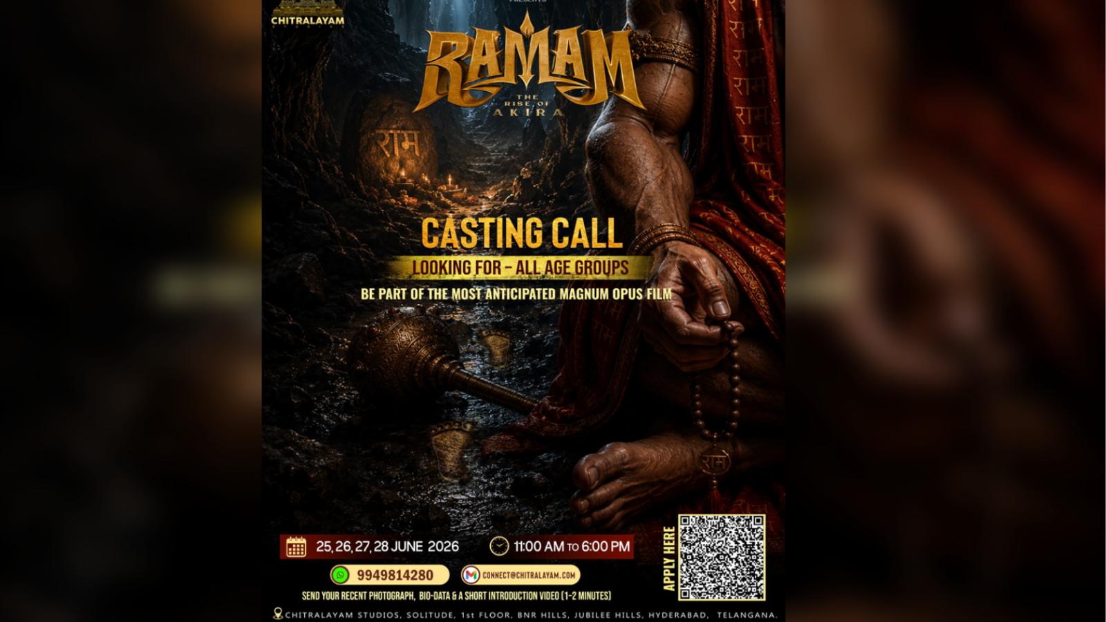 Ramam Casting Call Announced By Chitralayam Studios
