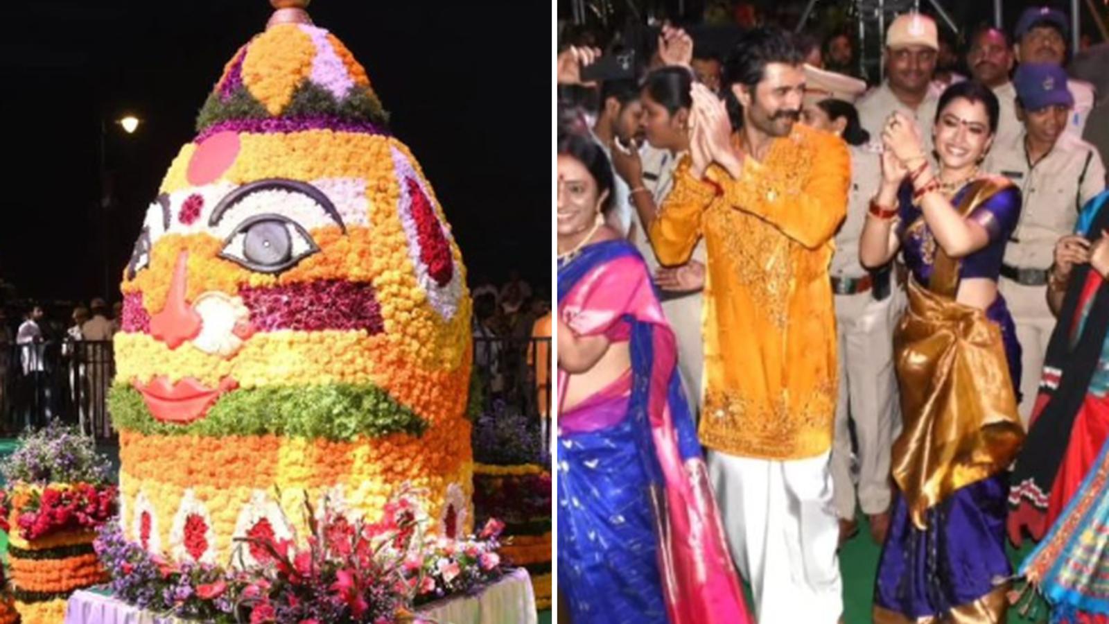 Rashmika Mandanna Dances at Bathukamma With Vijay Deverakonda