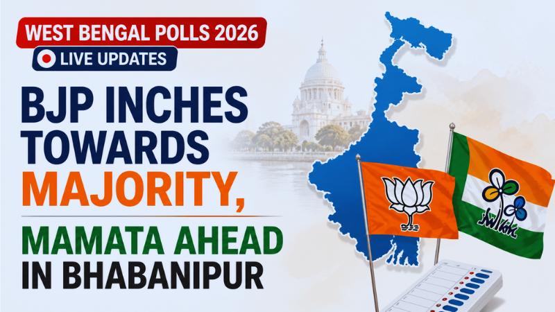 West Bengal Polls 2026 Live Updates BJP Inches Towards Majority, Mamata Ahead in Bhabanipur
