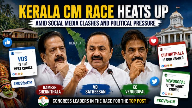 Kerala CM Race Heats Up Amid Social Media Clashes and Political Pressure