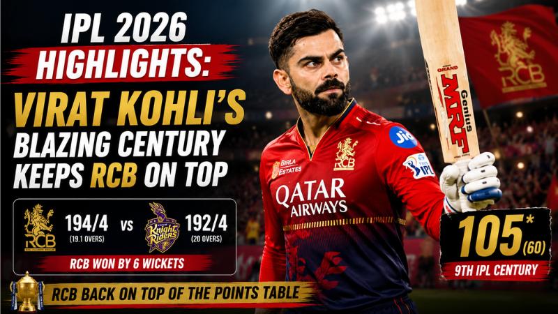 IPL 2026 Highlights  Virat Kohli’s Blazing Century Keeps RCB on Top
