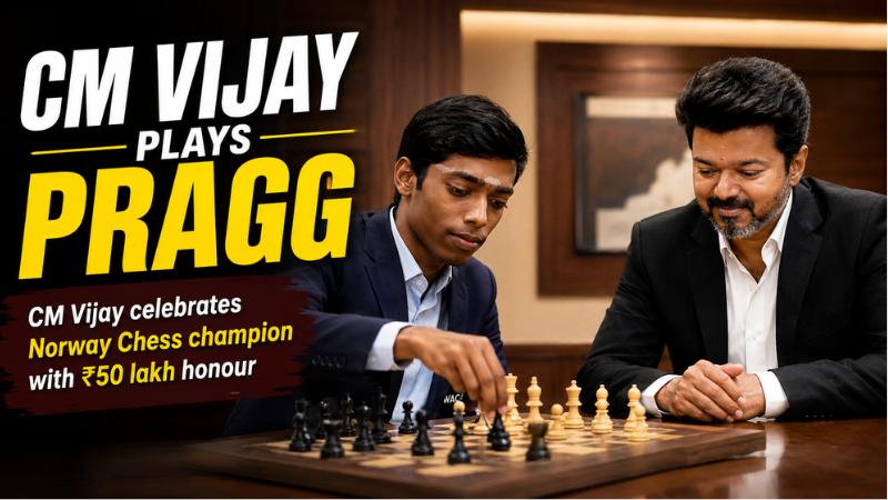 CM Vijay Plays Chess With Praggnanandhaa After Norway Win