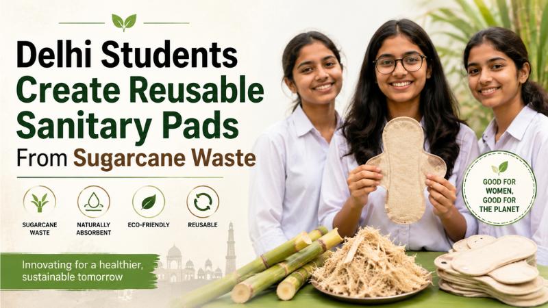 Delhi Students Create Reusable Sanitary Pads From Sugarcane Waste