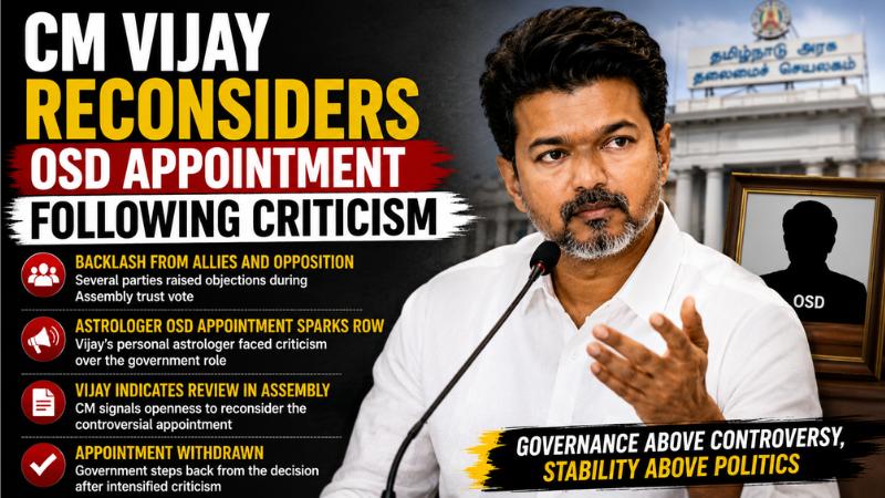 CM Vijay Reconsiders OSD Appointment Following Criticism