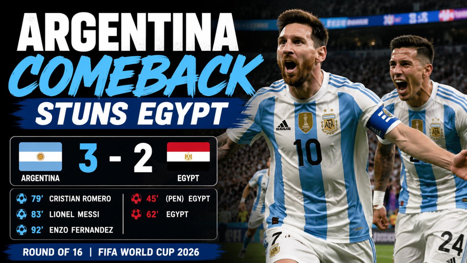 Argentina Beat Egypt 3-2 In Historic World Cup Comeback As Messi Shines