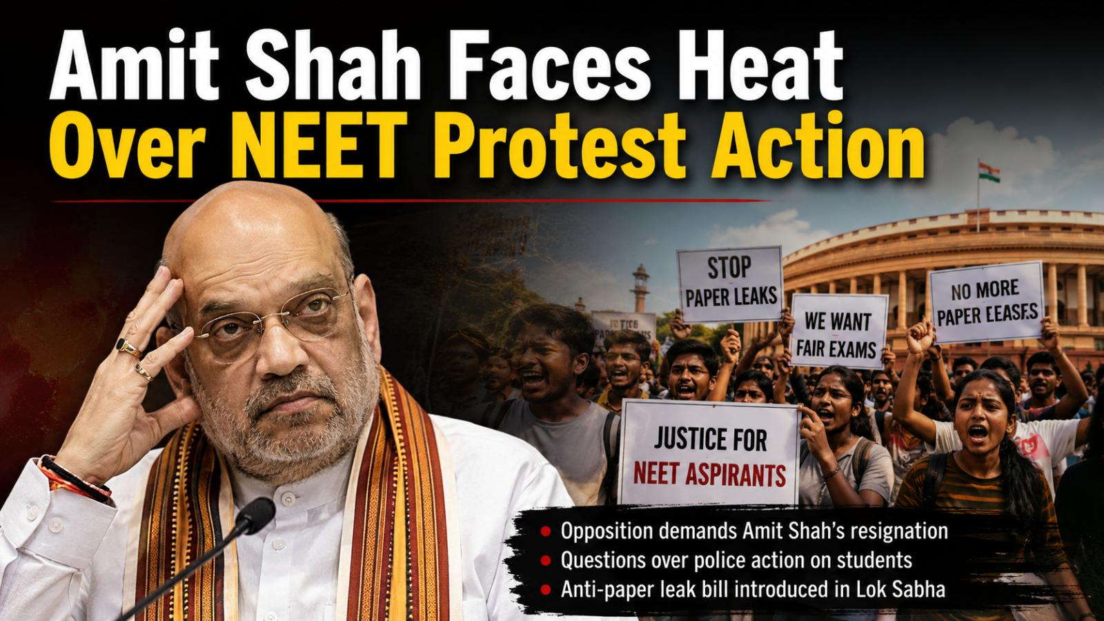 Opposition Seeks Amit Shah Resignation Over NEET Protest