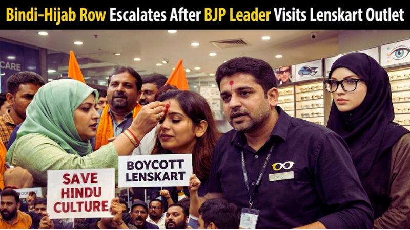 Bindi–Hijab Row Escalates After BJP Leader Visits Lenskart Outlet