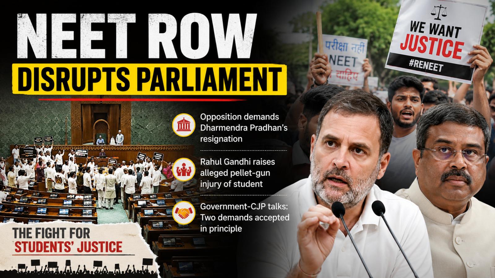 NEET Row: Pradhan Resignation Demand Stalls Parliament