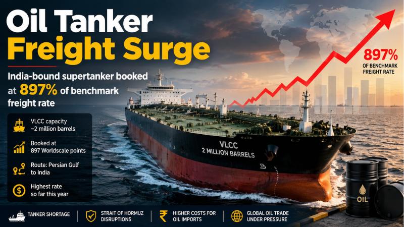 India-Bound Oil Supertanker Booked At 897% Freight Rate