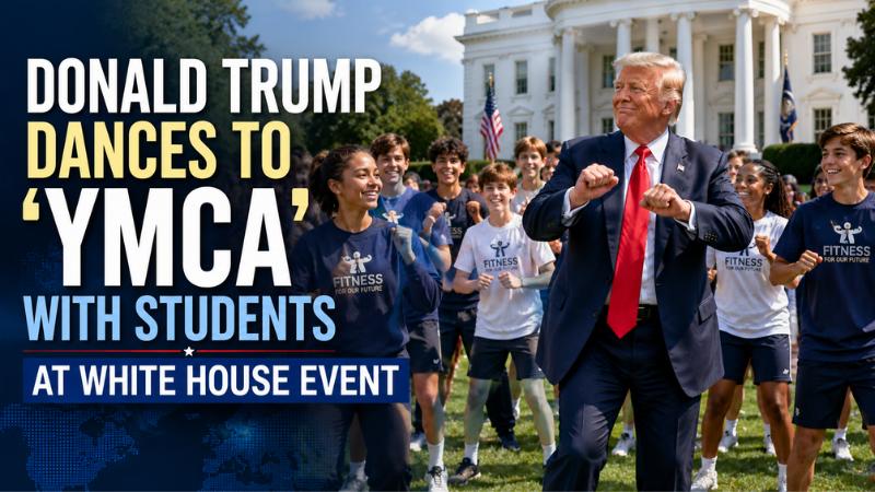 Donald Trump Dances to YMCA with Students at White House Event