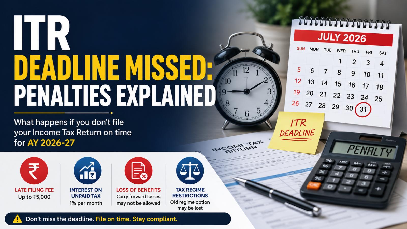 ITR Late Filing Penalty AY 2026-27  Fees and Lost Benefits