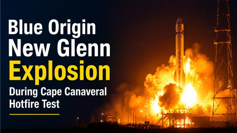 Blue Origin New Glenn Explosion During Cape Canaveral Hotfire Test
