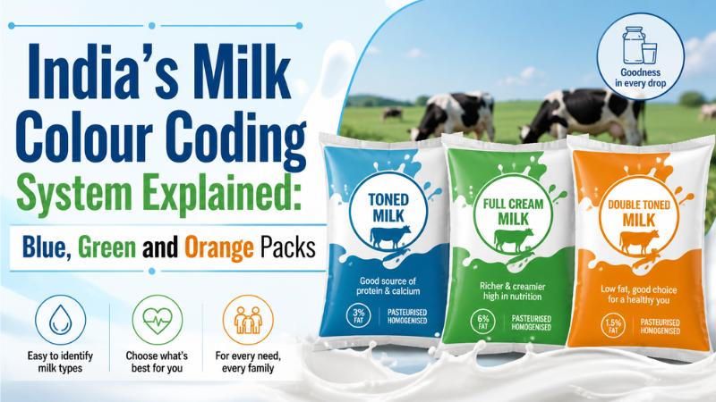 India’s Milk Colour Coding System Explained: Blue, Green and Orange Packs