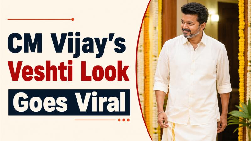 Tamil Nadu CM Vijay’s Veshti Look At Manager Jagadish’s Housewarming Goes Viral