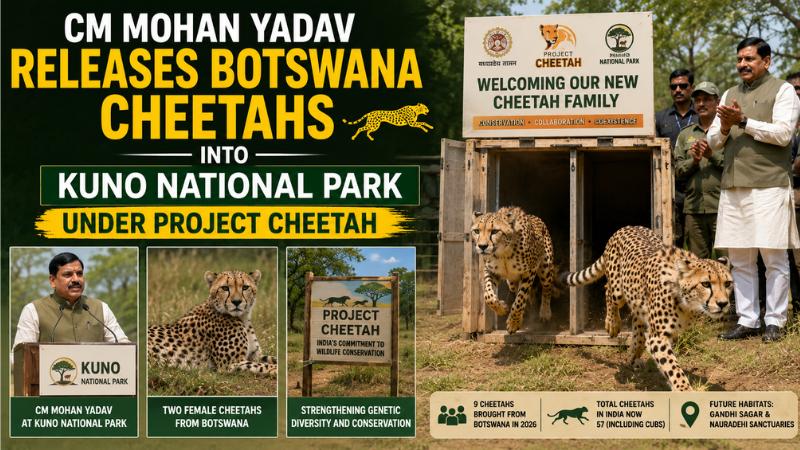 CM Mohan Yadav Releases Botswana Cheetahs into Kuno National Park Under Project Cheetah