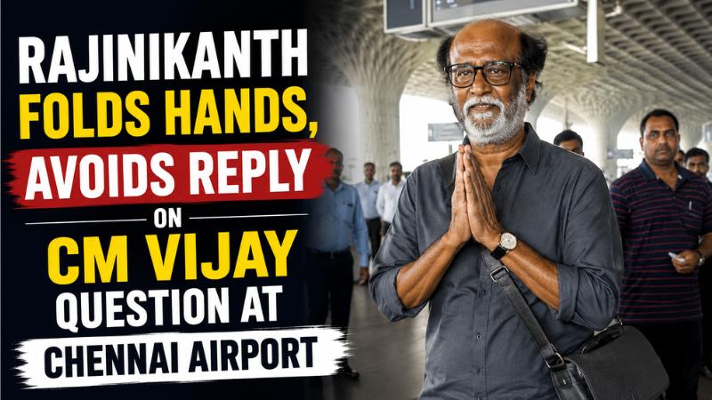 Rajinikanth Folds Hands, Avoids Reply On CM Vijay Question At Chennai Airport