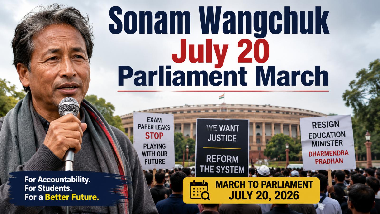 Sonam Wangchuk July 20 March Nears as Health Worsens