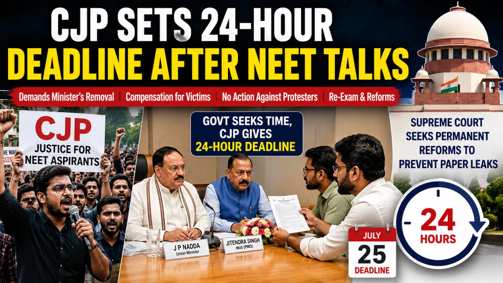 CJP-Centre NEET Talks Protesters Set 24-Hour Deadline