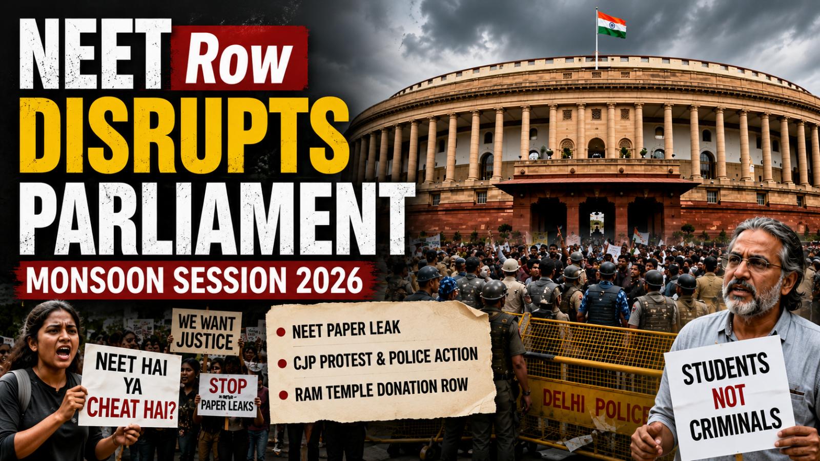 Monsoon Session 2026 NEET Row Disrupts Both Houses