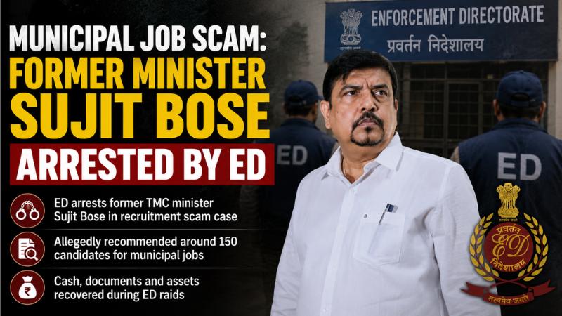 Municipal Job Scam  Former Minister Sujit Bose Arrested by ED