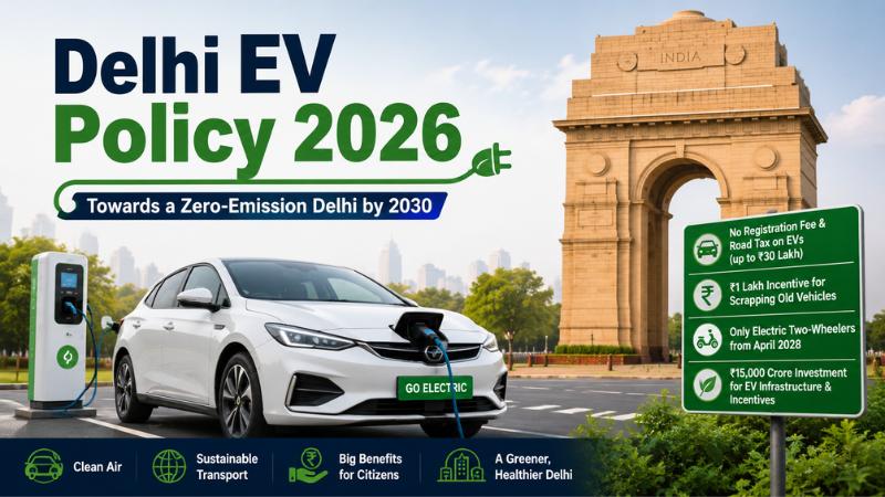 Delhi EV Policy 2026: Registration Fee Waiver, ₹1 Lakh Scrapping Incentive Announced