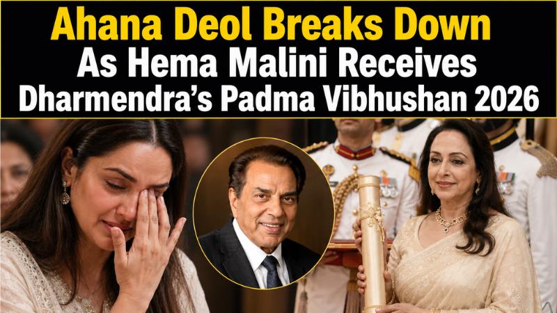 Ahana Deol Breaks Down As Hema Malini Receives Dharmendra’s Padma Vibhushan 2026