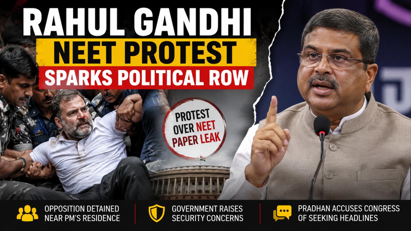 Dharmendra Pradhan Targets Rahul Gandhi Over NEET Protest
