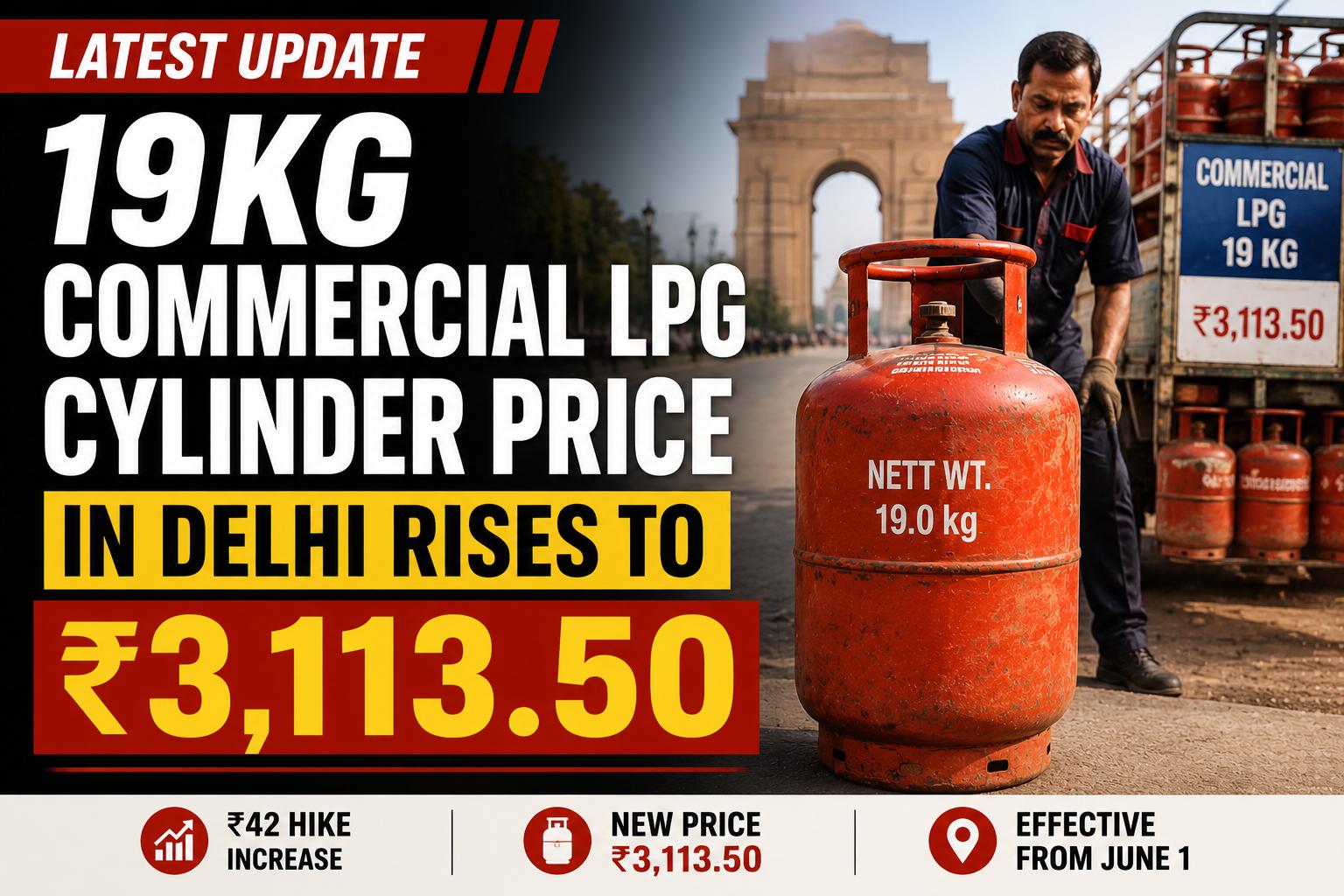 Commercial LPG Hike: Delhi 19kg Cylinder Now Costs ₹3,113.50