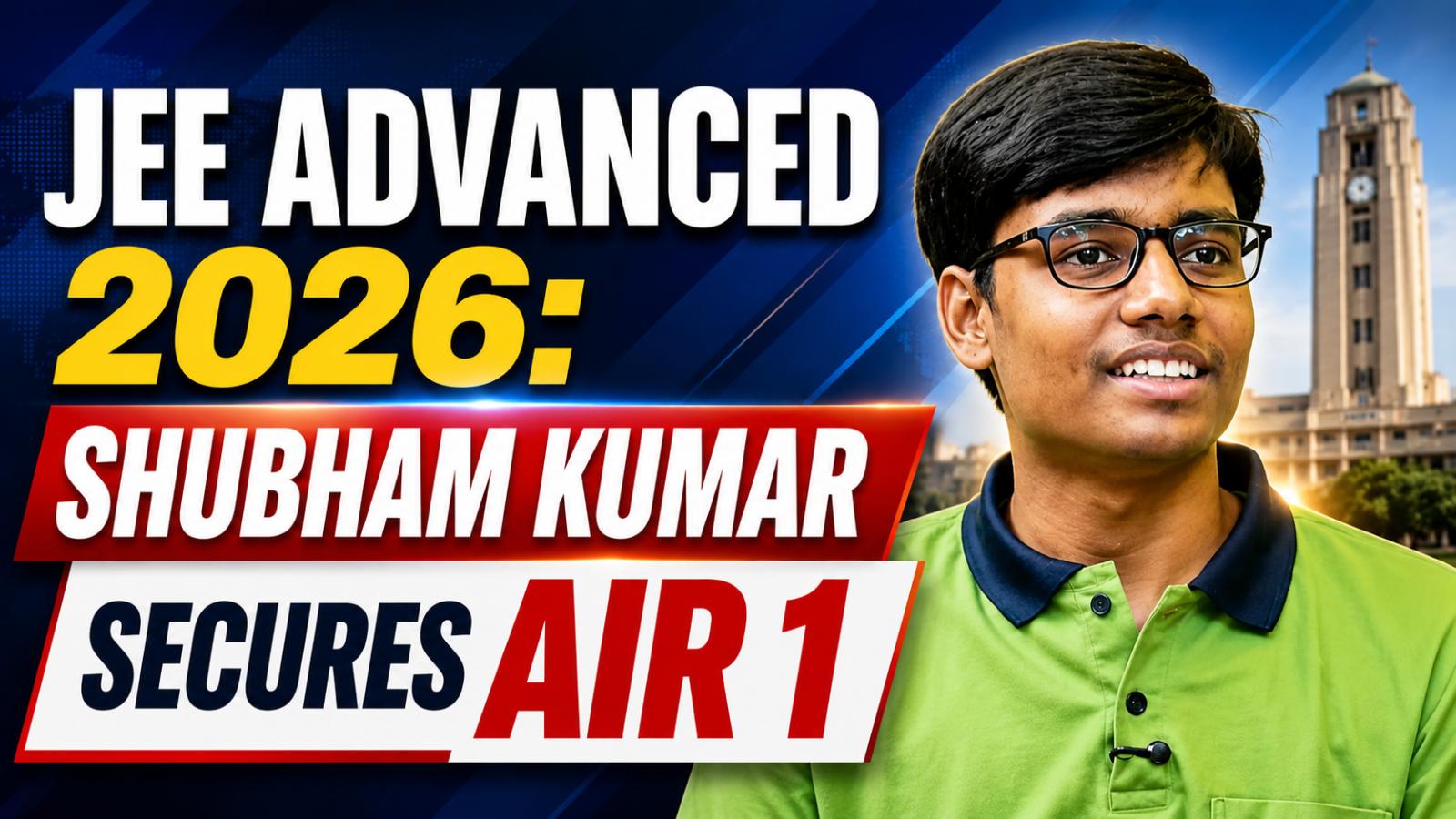 JEE Advanced 2026 Topper Shubham Kumar Scores 330 Marks
