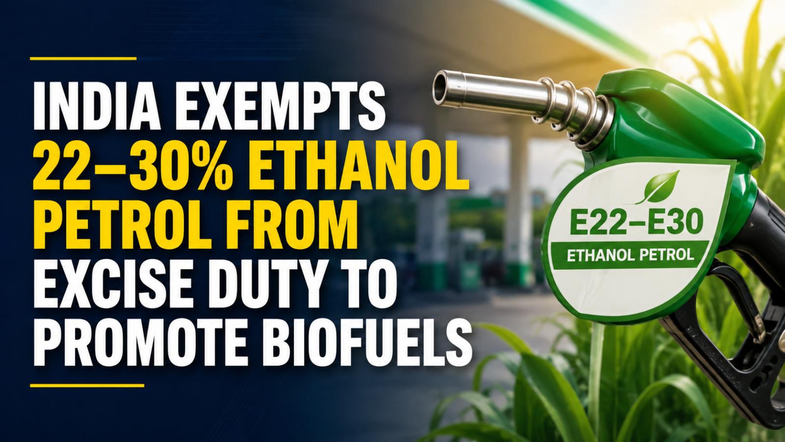 India Exempts 22–30% Ethanol Petrol From Excise Duty To Promote Biofuels
