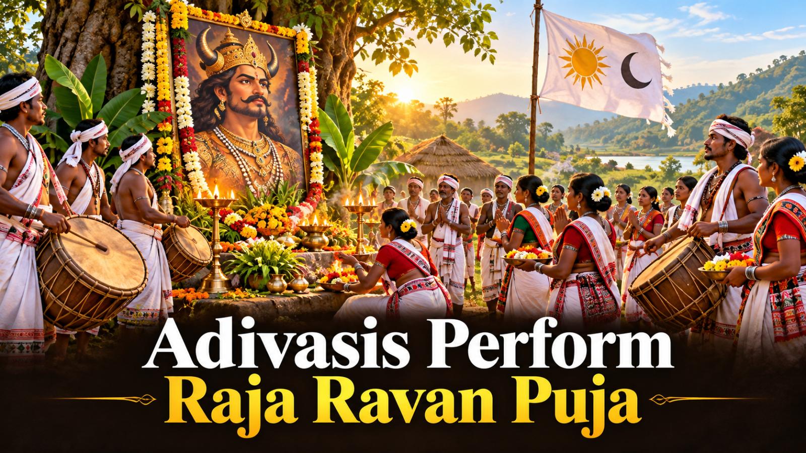 Adivasis Perform Raja Ravan Puja on Dasara in Telangana