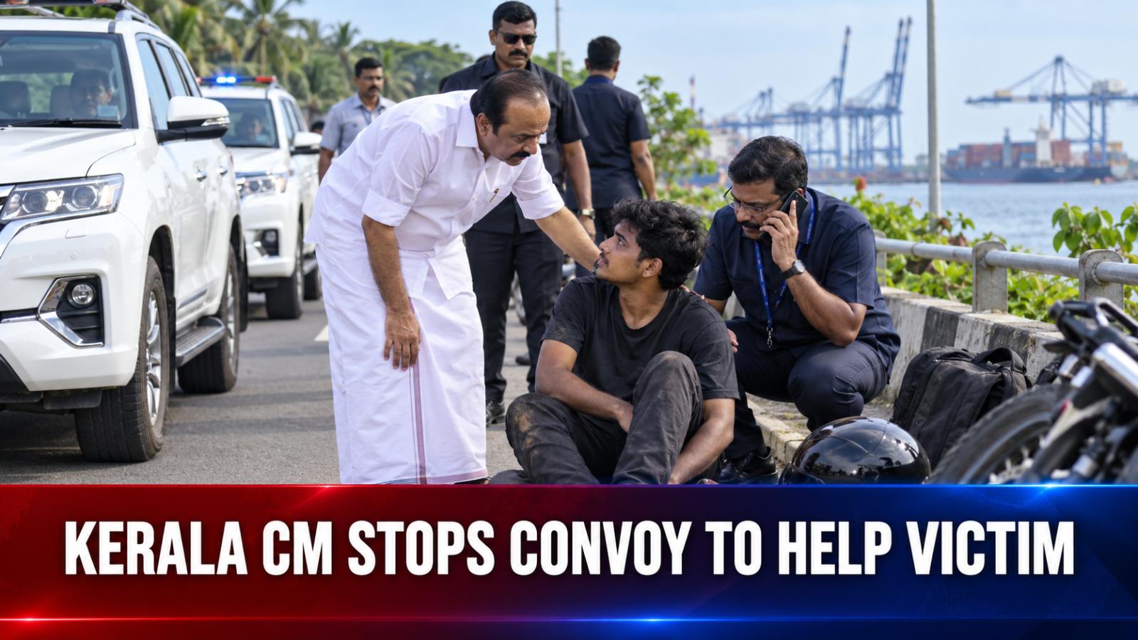 Kerala CM Stops Convoy to Help Ernakulam Accident Victim