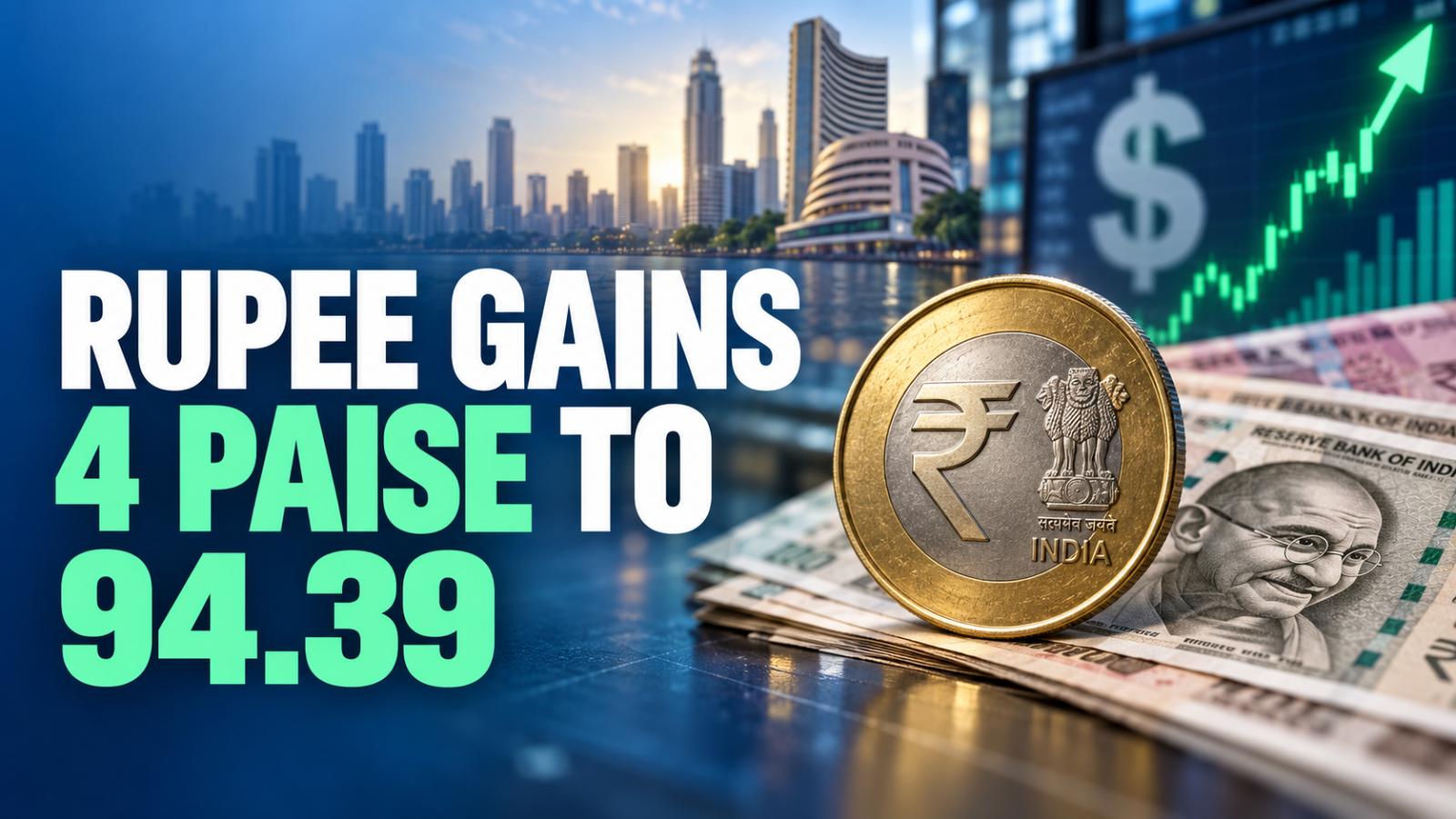 Rupee Gains 4 Paise to 94.39 Against US Dollar