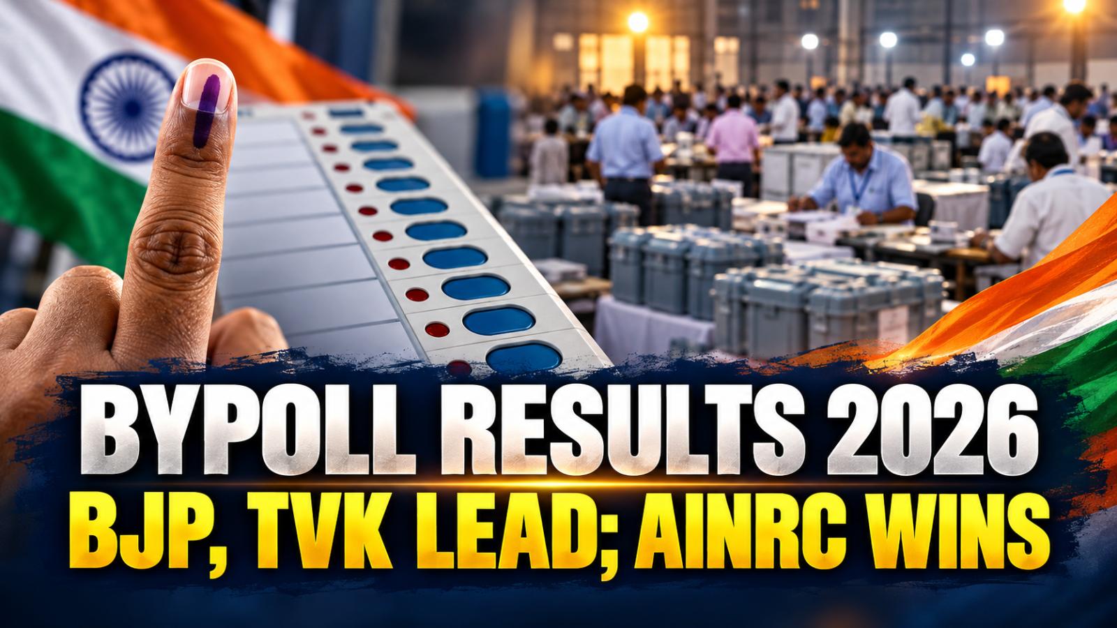 Bypoll Results 2026 BJP, TVK Lead; AINRC Wins Puducherry