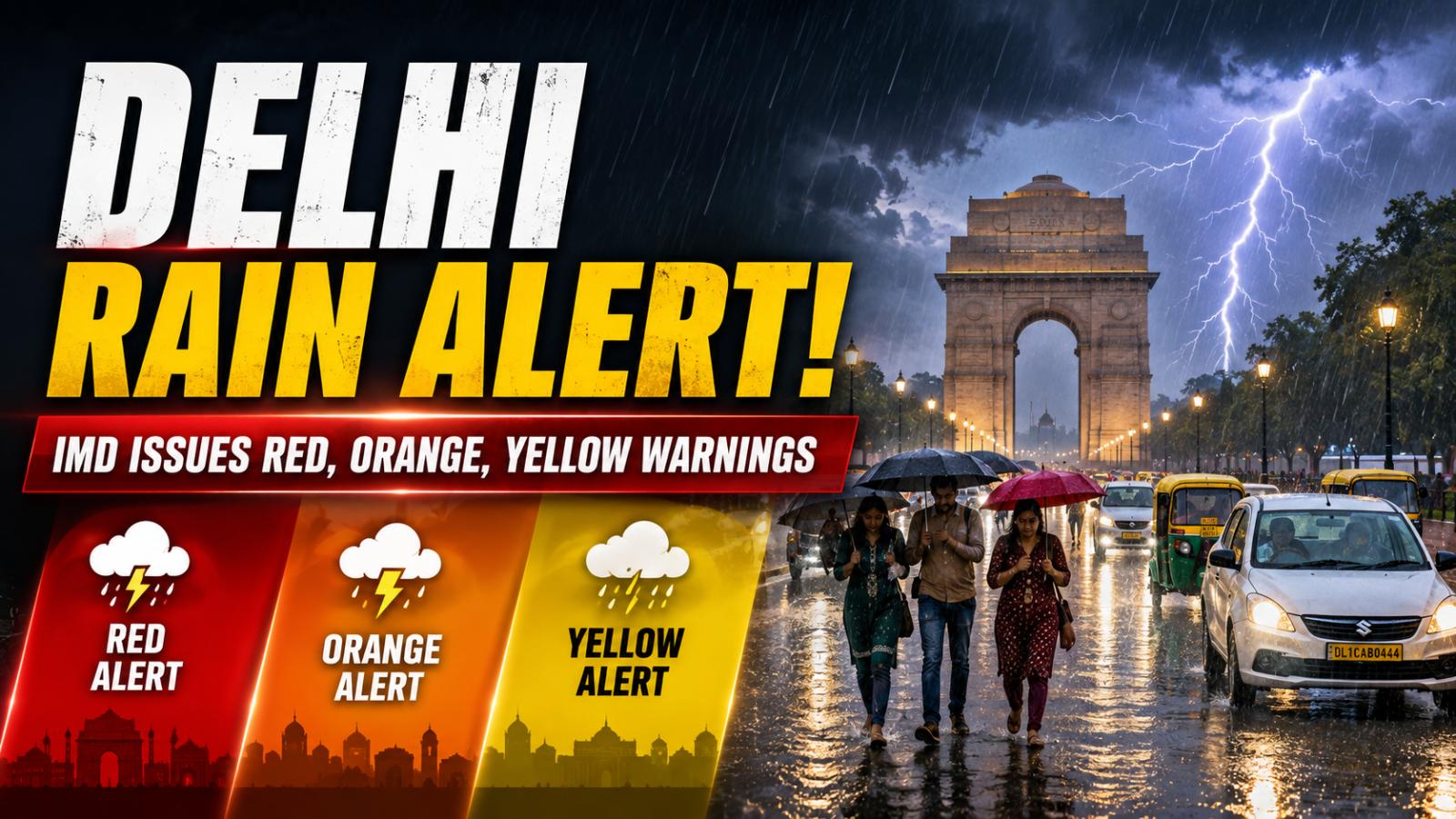 Delhi Rain Alert: IMD Issues Red, Orange, Yellow Warnings