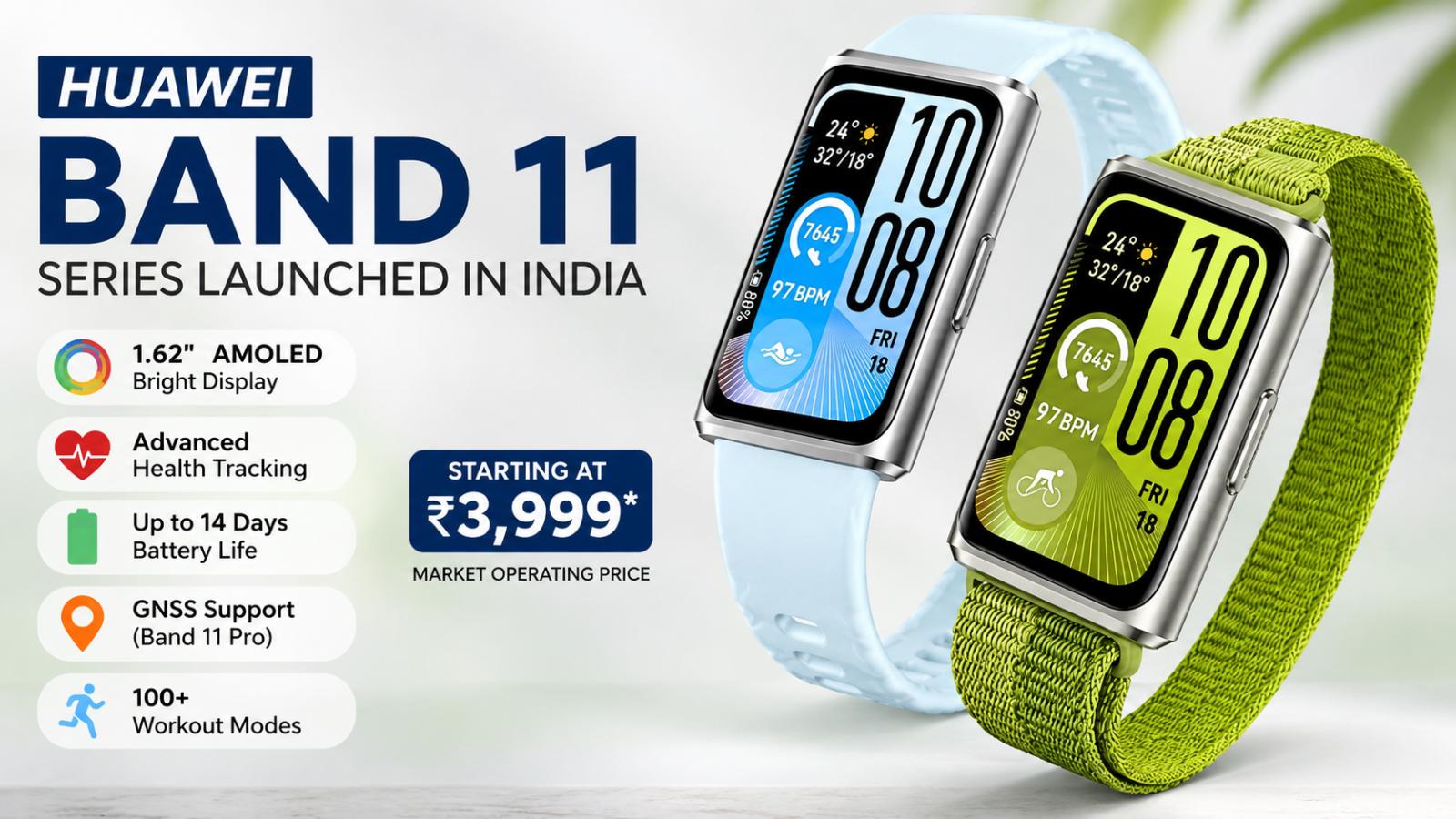Huawei Band 11 Launched In India Stylish Fitness Band With 14-Day Battery