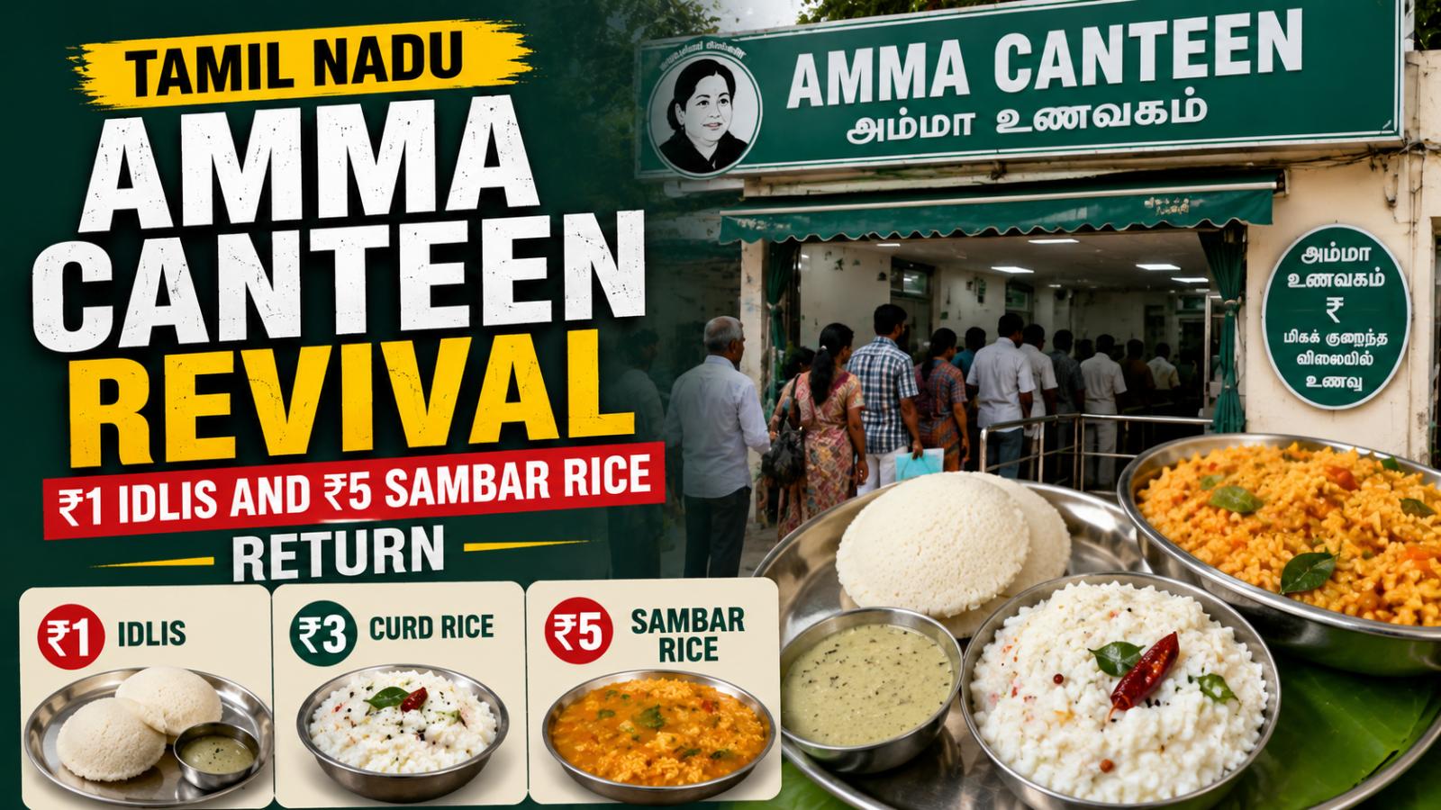 Tamil Nadu Amma Canteen Upgrade: Vijay Government Pushes ₹1 Idli Food Scheme