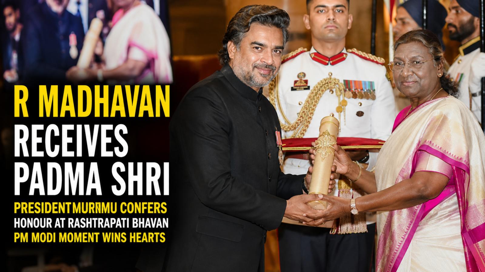 R Madhavan Honoured With Padma Shri At Rashtrapati Bhavan