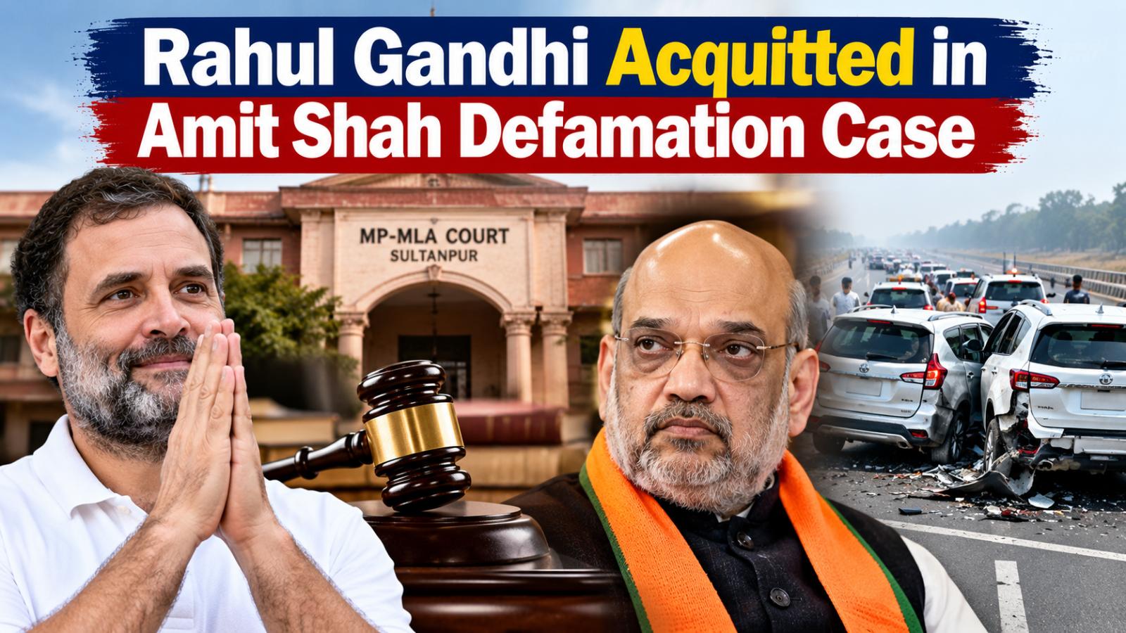 Rahul Gandhi Acquitted in Amit Shah Defamation Case After UP Crash