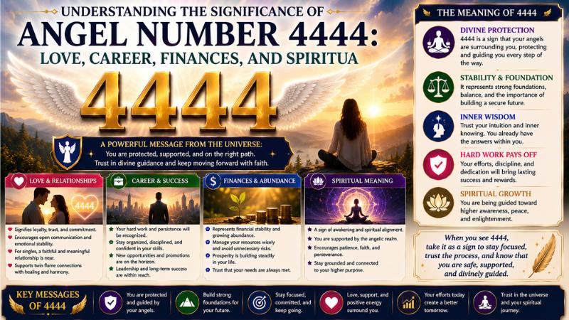 Understanding the Significance of Angel Number 4444: Love, Career, Finances, and Spiritua