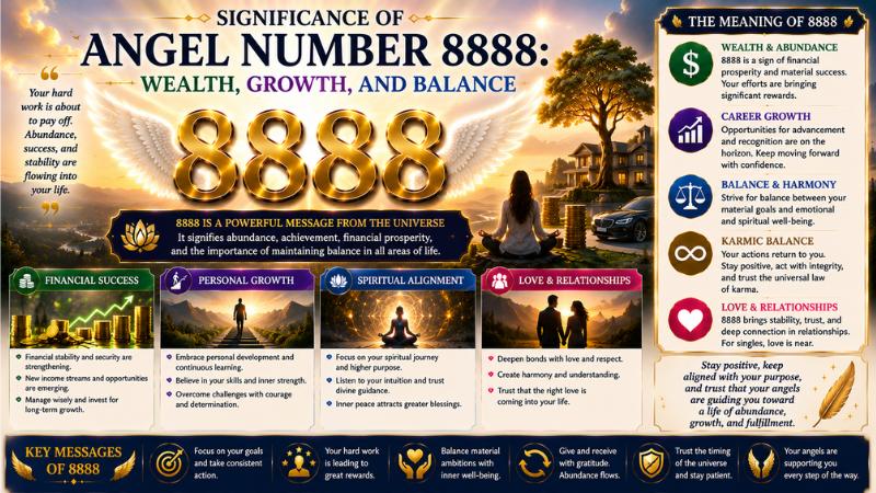 Significance of Angel Number 8888: Wealth, Growth, and Balance