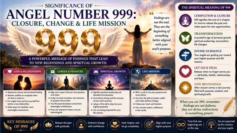 Significance of Angel Number 999: Closure, Change & Life Mission