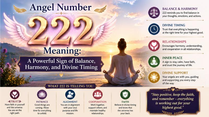 Angel Number 222 Meaning: A Powerful Sign of Balance, Harmony, and Divine Timing
