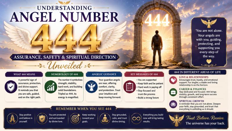Understanding Angel Number 444 – Assurance, Safety & Spiritual Direction Unveiled