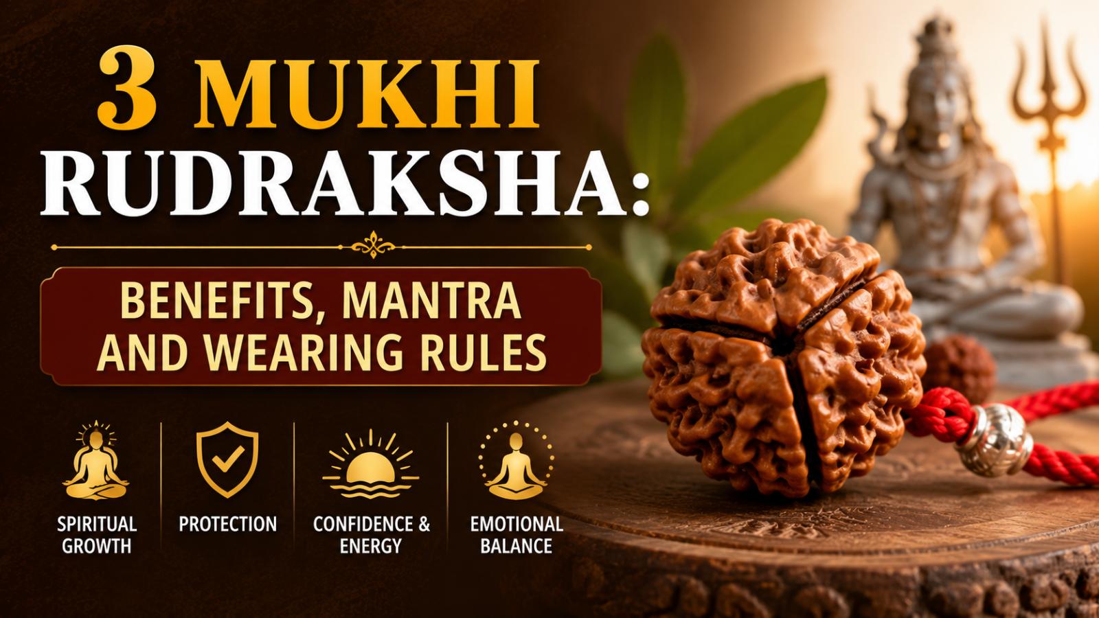 3 Mukhi Rudraksha: Benefits, Mantra and Wearing Rules