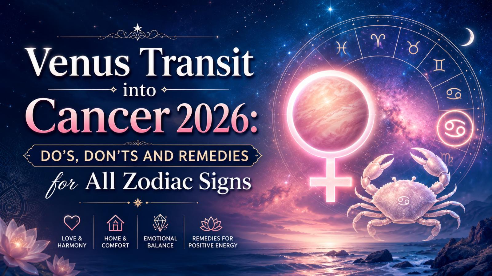 Venus Transit into Cancer 2026: Do’s, Don’ts and Remedies for All Zodiac Signs